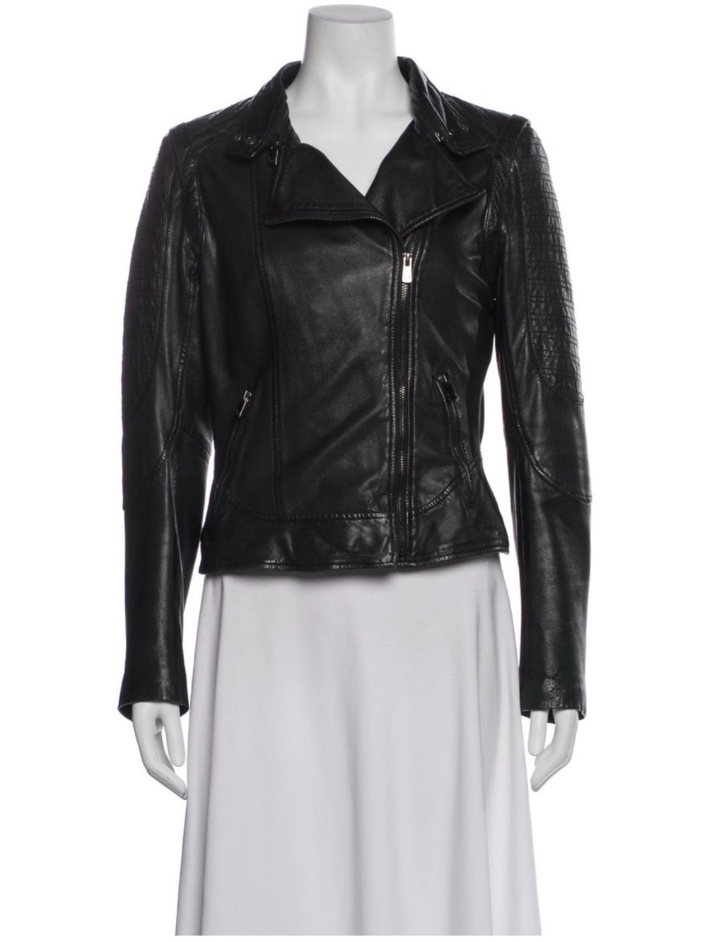 Women's Black Leather Asymmetrical Moto Jacket by Bod & Christensen